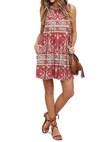 AUSELILY Summer Sleeveless Pleated Dress with Pocket