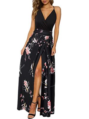 Newshows Women's Summer V Neck Spaghetti Strap Maxi Dress