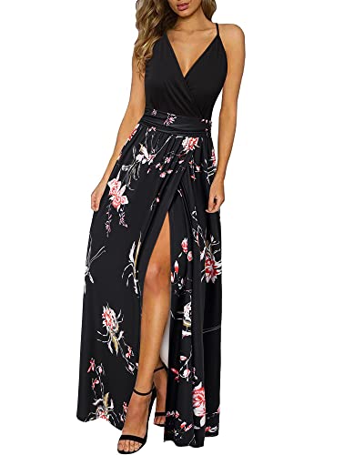 Newshows Women's Summer V Neck Spaghetti Strap Maxi Dress