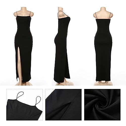 KOEMCY Womens Spaghetti Strap Sleeveless Maxi Dress