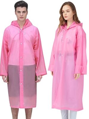 Cosowe 2 Pack Reusable Rain Ponchos with Hoods, Waterproof