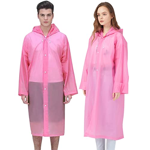 Cosowe 2 Pack Reusable Rain Ponchos with Hoods, Waterproof