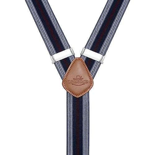 Dresime Men's Y-Back Adjustable Suspenders with 6 Clips