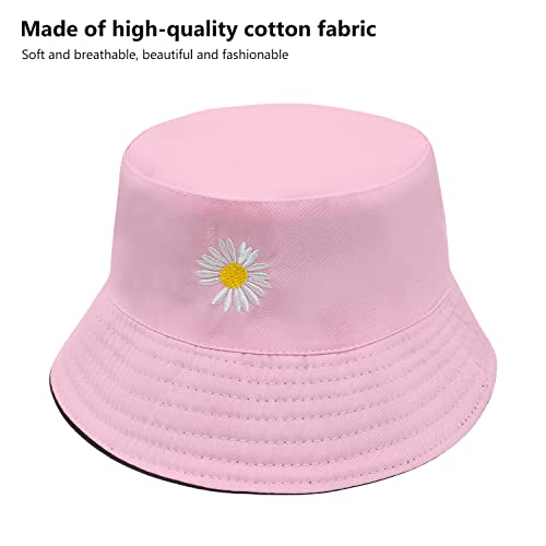 CHEERYMAGIC Daisy Embroidery Double-Side Bucket Hat