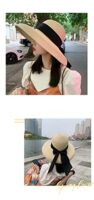 Qchomee Women Wide Brim Straw Hat with Bow, Beige