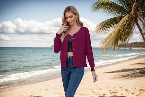 GRECERELLE Women's Button Down Crewneck Cardigan Knit