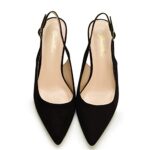 GENSHUO Women's Kitten Heel Slingback Shoes Black 38 EU