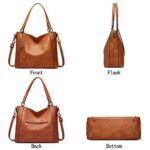 Aileese Women Leather Large Multi-Pocket Tote Bag