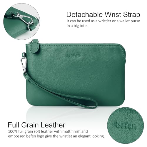 befen Small Leather Clutch Bag - Forest Green