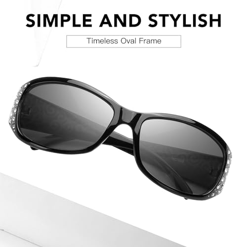 LVIOE Womens Polarized Sunglasses with Wraparound Frame