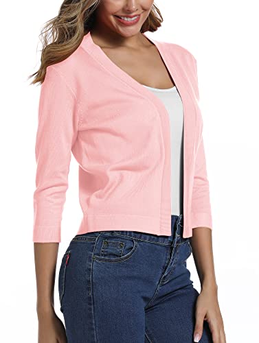 Women's Elegant 3/4 Sleeve Cropped Shrug Cardigan
