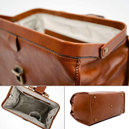 Vintage Style Small Dark Brown Leather Doctor Bag