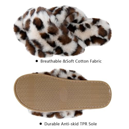 Dena Lives Ladies Fluffy Cross Band House Slippers