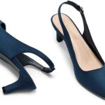 DREAM PAIRS Womens Slingback Kitten Heel Court Shoes