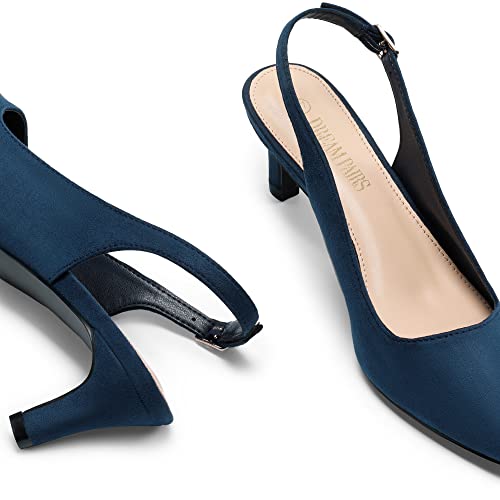 DREAM PAIRS Womens Slingback Kitten Heel Court Shoes