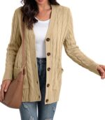 GRECERELLE Women's Long Chunky Knit Cardigan with Pockets