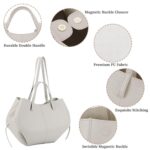 Kavjizy Leather Crescent Tote Bag with Clutch, Large Capacity