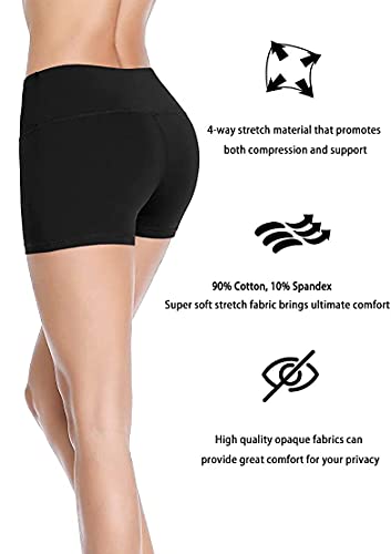 4How Women's High Waisted Yoga Gym Shorts Black