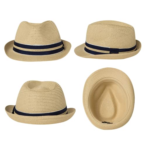 Comhats Unisex Straw Trilby Fedora for Summer & Beach