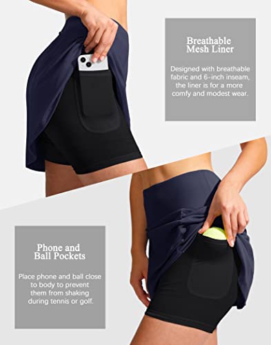 SANTINY 48cm Golf Skorts with Zipper Pockets for Women