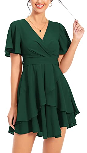 PCEAIIH Women's Short Sleeve V-Neck Skater Dress