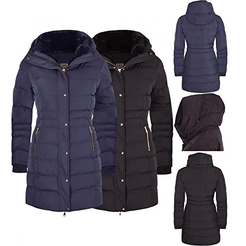 Spindle Women's Quilted Winter Parka with Fur Hood