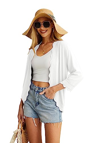 GRECERELLE women's 3/4 sleeve ruffle cardigan
