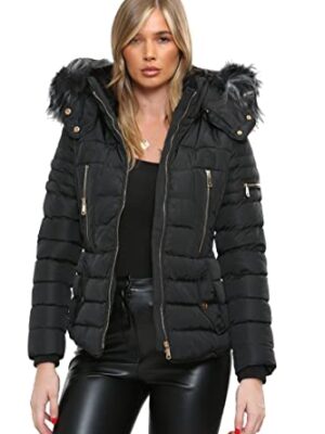Kraftd Women's Winter Faux Fur Hooded Puffer Jacket