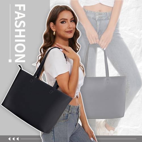 KALIDI Waterproof PU Tote Bag for Women, Large, Zipper