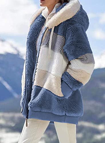 Dokotoo Womens Fuzzy Fleece Hooded Cardigan UK S-XXL