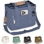HOMESOPN Blue Canvas Tote Bag with Compartments
