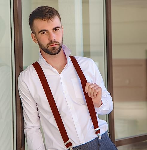 FACATH 5cm Wide X-Shaped Heavy Duty Suspenders with Clips