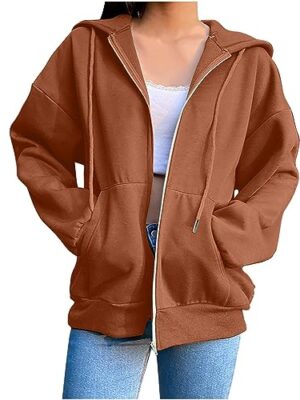 Women's Lightweight Zip-Up Hoodie with Pockets, Long Sleeve