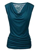Zeagoo Women's Cowl Neck Sleeveless V-Neck Blouse S-XXL