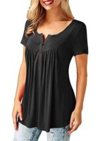 Beluring Women Casual V Neck Pleated Tunic Blouse
