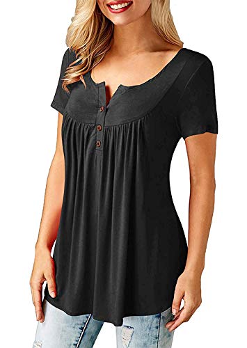 Beluring Women Casual V Neck Pleated Tunic Blouse
