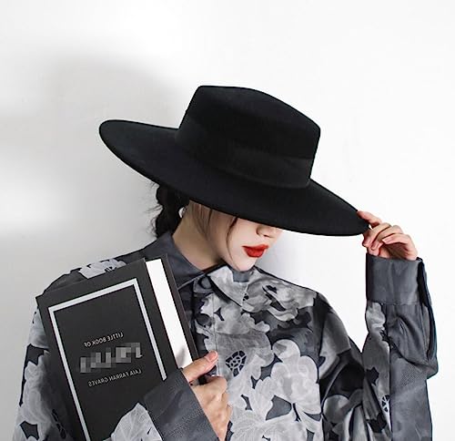 VASANA Black Wide Brim Fedora with Bow for Women/Girls