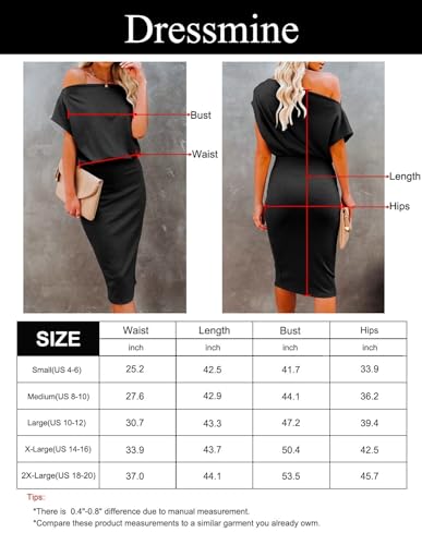 Dressmine Women's Summer Wrap Midi Bodycon Dress