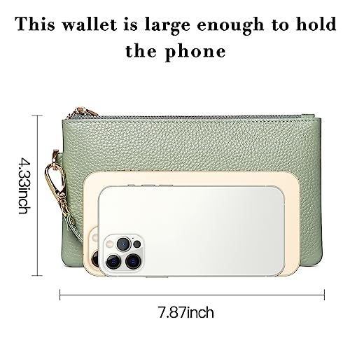 SENDEFN RFID Blocking Leather Wristlet Bag for Women