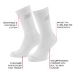 New Balance Unisex 3 Pack Crew Socks, White, M EU