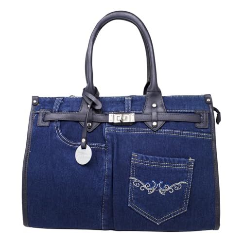 ER Direct Large Denim Tote Bag with Detachable Strap