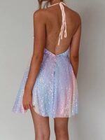 Women Sparkly Tassel Sequin Mini Dress