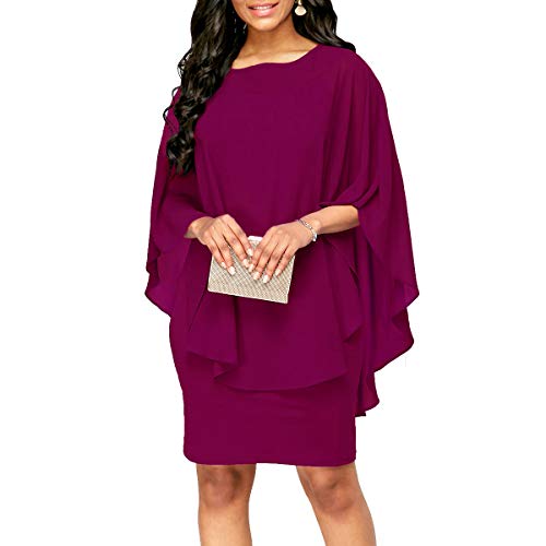 Closhion Women's Plus Size Chiffon Party Midi Dress