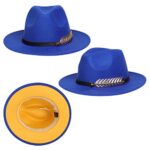 JK Home Classic 1920s Gatsby Fedora, Patchwork Blue/Yellow