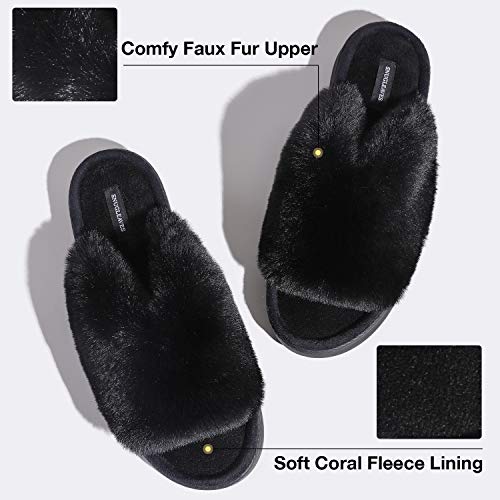 Snug Leaves Ladies' Deluxe Memory Foam Open Toe Slippers