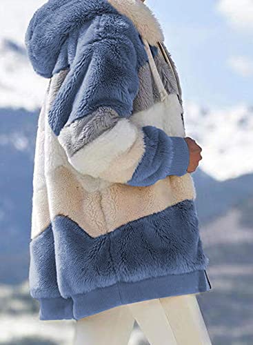 Dokotoo Womens Fuzzy Fleece Hooded Cardigan UK S-XXL