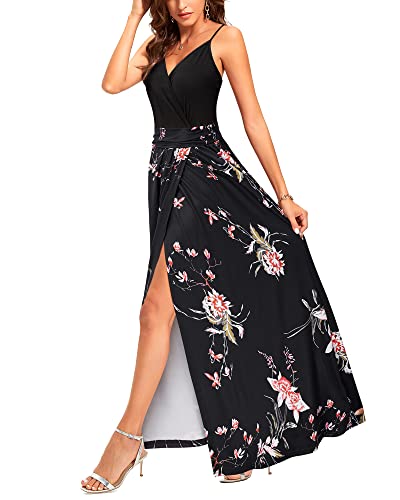 Newshows Women's Summer V Neck Spaghetti Strap Maxi Dress