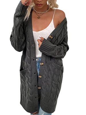 Beskie Women's Long Sleeve Open Front Cardigan with Pockets
