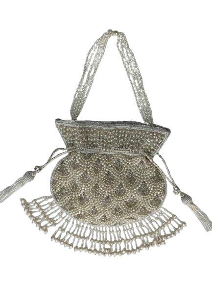 IMPERIAL STUDIOS Handmade Potli Bag with Pearls Handle