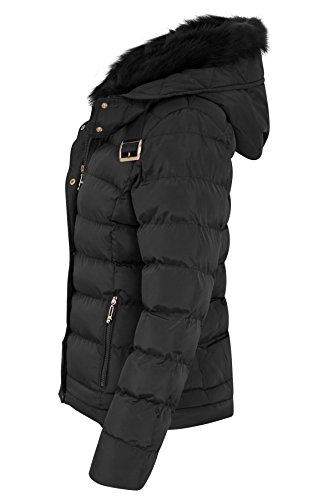 shelikes Women's Quilted Winter Coat with Faux Fur Hood